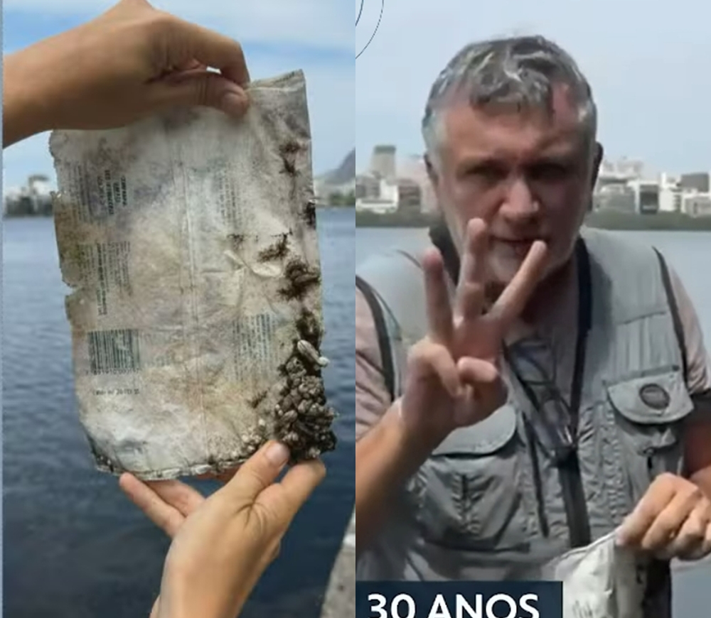 Embalagem de açúcar de 30 anos é encontrada na Lagoa Rodrigo de Freitas