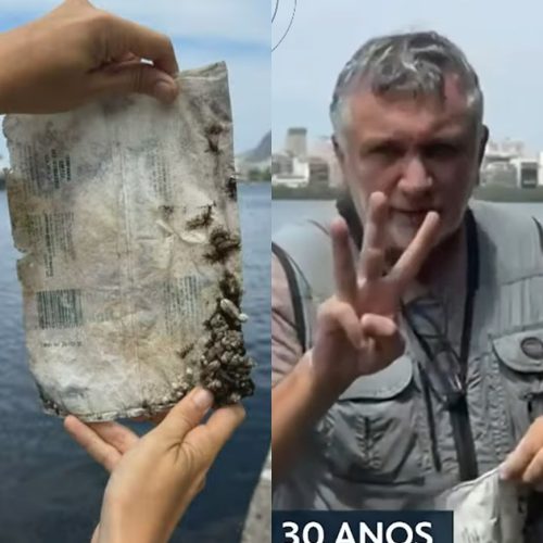 Embalagem de açúcar de 30 anos é                           encontrada na Lagoa Rodrigo de Freitas