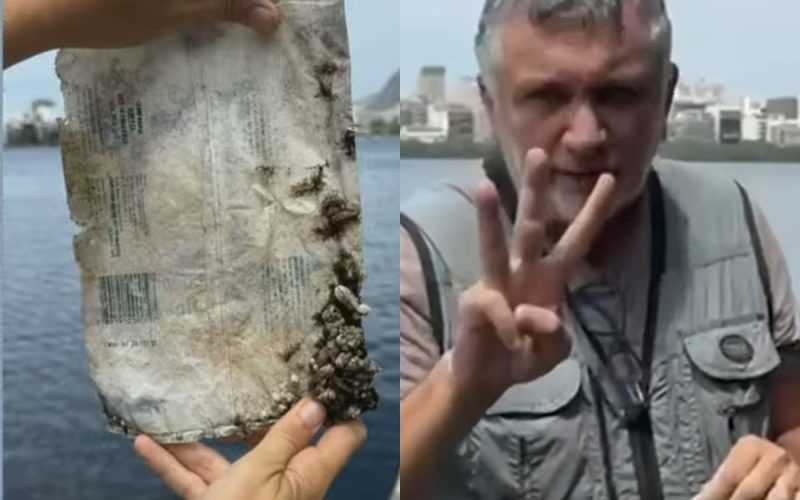 Embalagem de açúcar de 30 anos é                           encontrada na Lagoa Rodrigo de Freitas